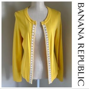 NWT Banana Republic Beaded Detail Cardigan, Yellow, Medium